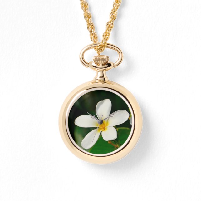 White Frangipani Armbanduhr (Vorderseite)