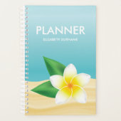 White Frangipani Blume auf Blaue Personalisierte B Planer (Vorderseite)
