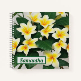 White Frangipani Blume Personalisiert Notebook Notizblock