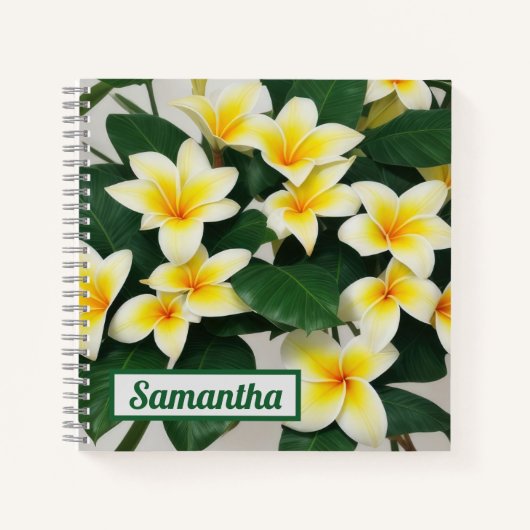 White Frangipani Blume Personalisiert Notebook Notizblock (Vorderseite)