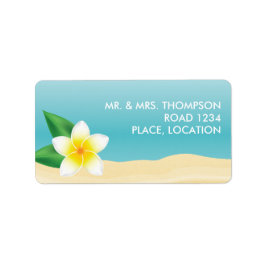 White Frangipani Tropical Beach Wedding Adressaufkleber