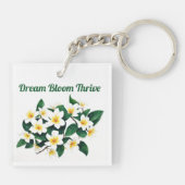 White Frangipani Watercolor Blume Schlüsselanhänger (Rückseite)
