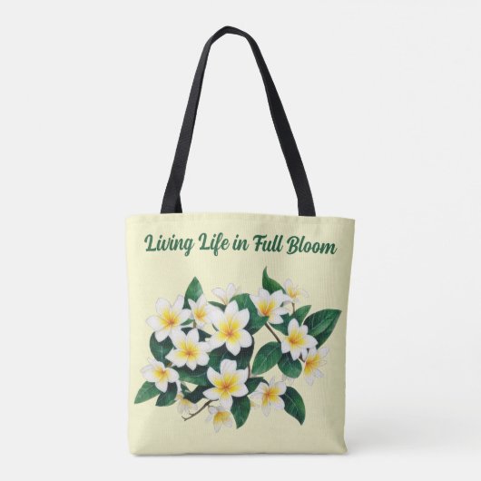 White Frangipani Watercolor Blume Tasche (Rückseite)