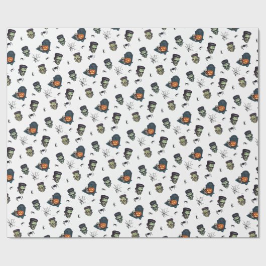 🤍 White Frankenstein Halloween 💀 🎁 Geschenkpapier (Flach)