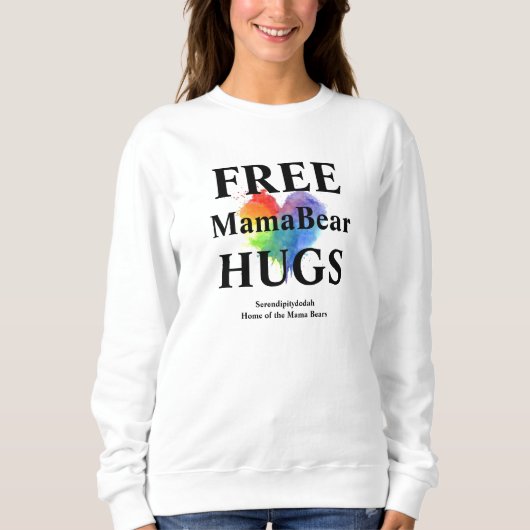 White Free Hugs Sweatshirt - keine Kapuze (Vorderseite)