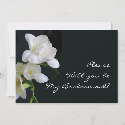 White Freesias Bridesmaid-Anfrage Einladung (Vorderseite)