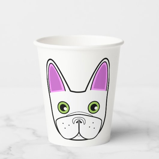 White French Bulldog Face Pappbecher (Vorderseite)