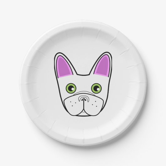 White French Bulldog Face Pappteller (Vorderseite)