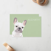 White French Bulldog Niedlich Mitteilungskarte (Vorderseite/Rückseite Beispiel)