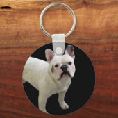 White French Bulldog-Schlüsselanhänger Schlüsselanhänger (Vorderseite)