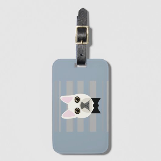 White French Bulldog, Streifen Gepäckanhänger (Vorderseite Vertikal)