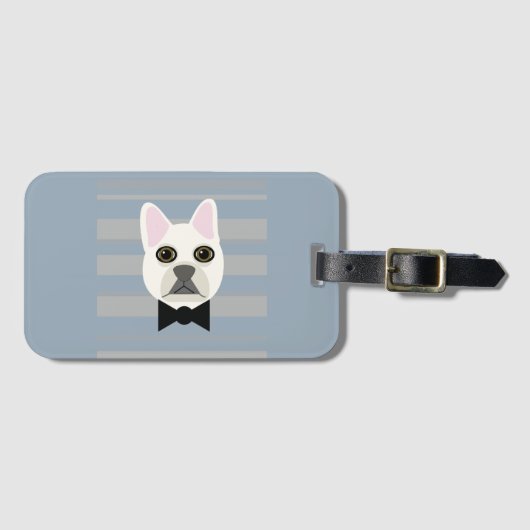 White French Bulldog, Streifen Gepäckanhänger (Vorderseite (Horizontal))