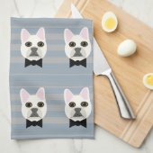 White French Bulldog, Streifen Geschirrtuch (Viertel Falte)