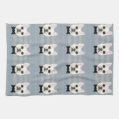 White French Bulldog, Streifen Geschirrtuch (Horizontal)