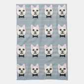 White French Bulldog, Streifen Geschirrtuch (Vertikal)