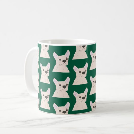 White French Bulldog, Stripes Kaffeetasse (Vorderseite Links)