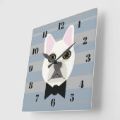 White French Bulldog, Stripes Quadratische Wanduhr (Winkel)