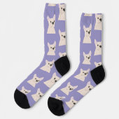White French Bulldog, Stripes Socken (Linkes Detail)