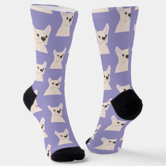 White French Bulldog, Stripes Socken (Gewinkelt)