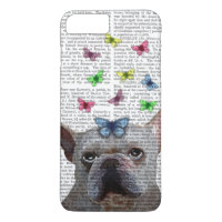 White French Bulldog und Butterfliegen