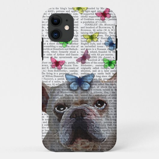 White French Bulldog und Butterfliegen Case-Mate iPhone Hülle (Rückseite)