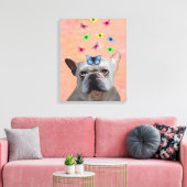 White French Bulldog und Butterfliegen Leinwanddruck (Insitu (Wohnzimmer))