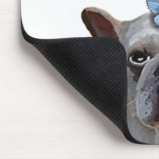 White French Bulldog und Butterfliegen Mousepad (Ecke)
