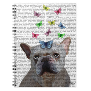 White French Bulldog und Butterfliegen Notizblock