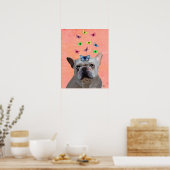 White French Bulldog und Butterfliegen Poster (Küche)