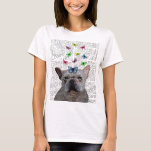 White French Bulldog und Butterfliegen T-Shirt