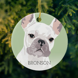 White French Bulldog Weihnachten Keramik Ornament