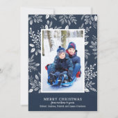 White FroChristmas Navy Blue Foto Feiertagskarte (Vorderseite)