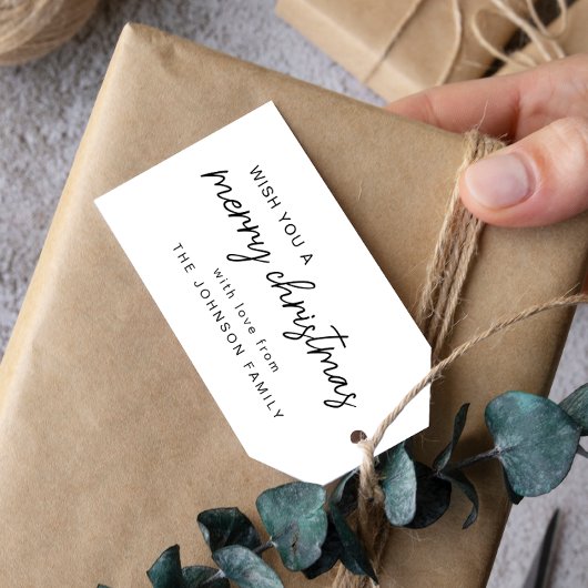 White Frohe Weihnachten Geschenkanhänger