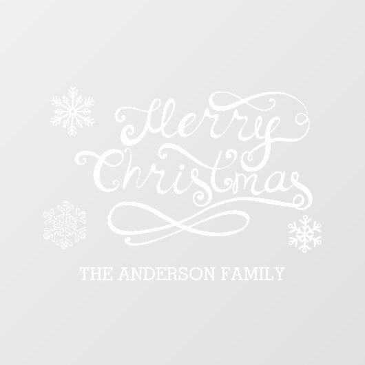 White Frohe Weihnachten handgeschriebenen Text Sch Fensteraufkleber (Blatt)