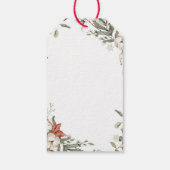 White Frohe Weihnachten | Winter Floral und Gold Geschenkanhänger (Rückseite)