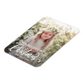 White Frohe Weihnachts-Foto Magnet (Linke Seite)