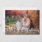 White Frohe Weihnachts-Script-Weihnachtsfotokarte Feiertagskarte (Vorderseite)