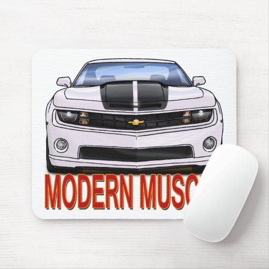 WHITE_FRONT_CAMARO.png Mousepad (Mit Mouse)