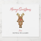White Frory Weihnachts-Rentier Geschenk präsent Bierflaschenetikett (Einzelnes Label)