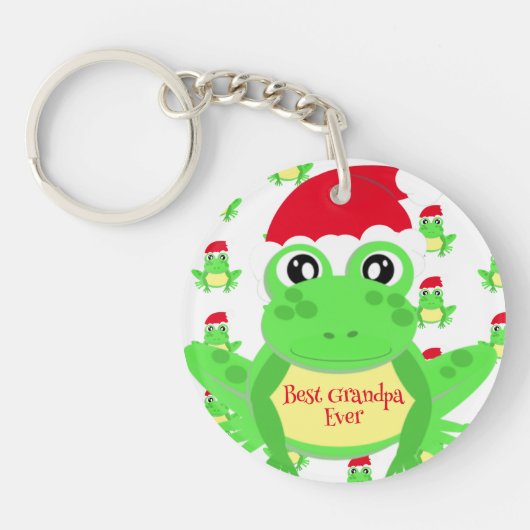 White Frosch Weihnachtsmannmütze Muster Weihnachte Schlüsselanhänger (Vorderseite)