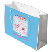 White Frosting Sprinkle Birthday Cake Große Geschenktüte (Rückseite Schrägansicht)