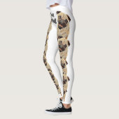 White Fun und Funky Pastel Mops Hunde Leggings (Links)