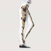 White Fun und Funky Pastel Mops Hunde Leggings (Rechts)