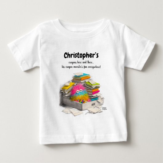 White Funny Crayon Monster Kids Spaß Baby T-shirt (Vorderseite)