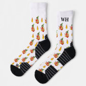 White Funny Fireman Chili Muster personalisierbar Socken (Links)