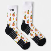 White Funny Fireman Chili Muster personalisierbar Socken (Rechts)