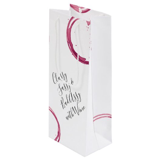White Funny Wine Puns Weine Taschen Geschenk Geschenktüte Für Weinflaschen (Vorderseite Schrägansicht)