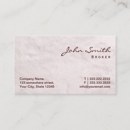 White Fur Real Anwesen Broker Business Card Visitenkarte (Vorderseite)