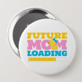 White Future Mama Loading Girl Duck Babydusche Button (Vorne & Hinten)