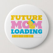 White Future Mama Loading Girl Duck Babydusche Button (Vorderseite)